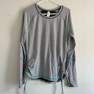 Lucy Lucytech Long Sleeve Striped Crew Neck Athletic Layering Top back vent tie